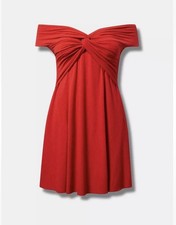 Torrid Off-Shoulder Mini Dress | Adrenaline Rush Red | Size 1 (14/16) | NWT picture