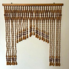 Rare Showa Retro Vintage Wooden Beaded Curtain (Noren) for Kitchen/Living Room picture