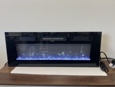 36” Black Electric Fireplace Insert/Unit Glass Front Crystal Media picture