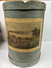 Rare Antique American Primitive Firkin Bucket –  