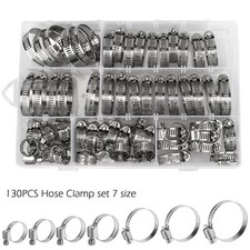 130pcs Adjustable Hose Clamps Worm Gear Stainless Steel Clamp Assortment 7 Sizes picture