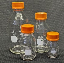 (4/pk) Lab Glass GL-45 100mL, 250mL, 500mL, 1L, 2L Reagent Media Storage Bottles picture