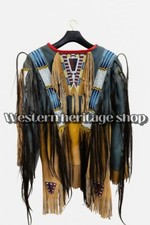 Native American Suede Leather War Shirt & Pants | Beaded Powwow Set picture