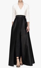 Kay Unger Sharon Tie Belt Three-Quarter Sleeve Satin Maxi Jumpsuit Size 6 $348 picture
