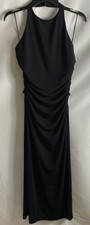Zara Women's Black Halter Neck Ruched Draped Back Maxi Dress Sz M NWT picture