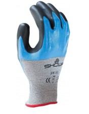 Showa 376xL-09 Foam Nitrile Gloves, 3/4 Dip Coverage, Black/Blue, Xl, 12 Pack picture