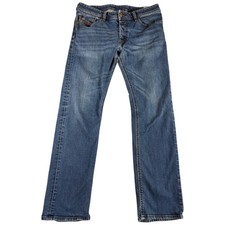 Diesel Men's Jeans 34x30 Blue Straight Leg Button Fly Premium Denim Distressed picture