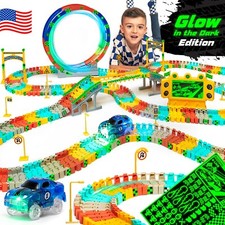 Race Track Cars Kids Gift Set Twister Glow in the Dark Flexible Magic Twisting picture