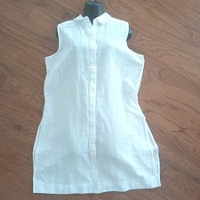 NWT Chicos Linen Blend Maxi Tunic Long Tank Top Button Size 2 US 12/14 Alabaster picture