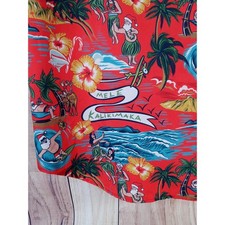 RSVLTS Mele Kalikimaka Christmas Hawaiian Shirt Mens Medium Red Kunuflex SS picture