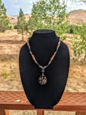 Amber Star Pendant Necklace With Handmade Resin Beads. picture