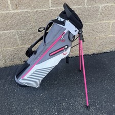 CLUB CHAMP Sunday Stand Golf Bag - Gray/ Pink/ White -Padded Strap 4-Way Divider picture