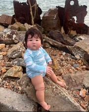 19in Realistic Gender Neutral Newborn Baby Reborn Doll Hand-Rooted Hair Toy Gift picture