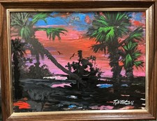 TRACY NEWTON (SON OF HIGHWAYMAN SAM NEWTON) SIGNED OIL ON ART BOARD 12 x 16 picture