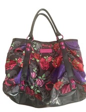 Vintage Betseyville Betsey Johnson Punk Tote Bag Hot Pink Purple Skulls Roses 🌹 picture