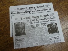 (A-54) July 8 & 9 1947 ROSWELL Crash Newspaper Front Pages UFO Alien space ship picture