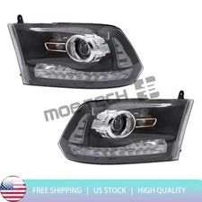 Pair Projector Headlights w/LED DRL Black For 2013-2018 Dodge Ram 1500 2500 3500 picture