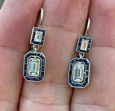 2.95Ct Art Deco Style Lab Created Diamond Wedding 14k White Gold Finish Earrings picture