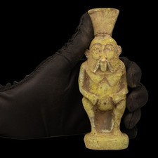 Rare Authentic Ancient Egyptian Bes God Stone Statue Rare Pharaonic Figure BC picture
