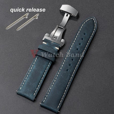 Genuine Calfskin Leather Watch Band 18mm 20mm 22mm Butterfly Buckle Strap picture