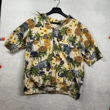Reyn Spooner UC Berkeley Cal Bears Hawaiian Shirt Men's Beige Short Sleeve - XL picture