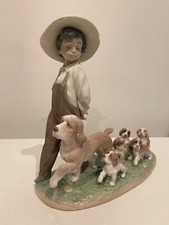 Lladro My Little Explorer Boy with Dogs Figurine. New In Box. picture