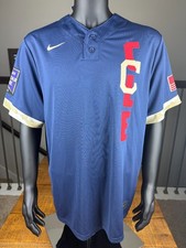 Nike Bieber #57 Indians MLB 2021 All Star Baseball MLB Stitched Jersey Camo Sz L picture