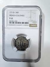 France 1711-D 30 Denier New World French Colonies NGC Graded F12 COBM-9612 picture