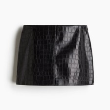 H&M Black Crocodile Pattern Mini Skirt sz 0, NWOT picture