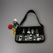 VIRAL Made In India New York City NYC Skyline Beaded Bag w/ Apple & Taxi Charms picture