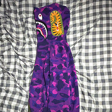 A Bathing Ape BAPE Shark Camo Full Zip Fleece Hoodie Men’s M Multicolor picture