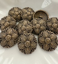 10PC Antiqued Bronze Leave Floral Metal Buttons with Shank 23mm 7/8 Inch picture