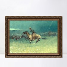 Framed Canvas Giclee Print The Stampede by Frederic Remington 24
