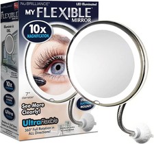 MYFOLDAWAY MIOOR My Flexible Mirror 10x Magnification 7” Round Silver Suction picture