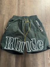 RHUDE RH Logo Nylon Green Shorts (Fits M) picture