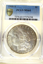 1900-S Morgan Silver Dollar ~ PCGS MS-65  High Grade  w/Gold Secure Shield Holde picture