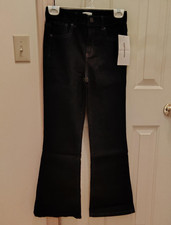 Everlane Women's Black Dark Wash Denim Flared Jeans Slim Fit Mid Rise 5-Pocket picture