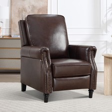 Canmov Genuine Leather Pushback Recliner Chair with Rivet Decoration,Single Sofa picture