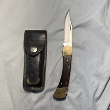 Vintage Buck 110 Large Lock Back Pocket Knife  With Buck Sheath 1974-1980s Rare picture
