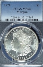 1921 Morgan Dollar PCGS MS64 Final Year Philadelphia Silver $1 Blazing Luster picture