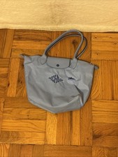 Longchamp Le Pliage Bag Womens Medium Sky Blue Nylon Tote Leather Trim  picture