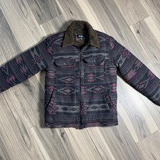 Billabong Mens Southwestern Sherpa Lined Full Zip Jacket Charcoal Magenta Large picture