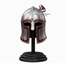 ZAIN Handmade Steel Norman Helmet Red Trim Viking Warrior Headpiece LARP Armor picture