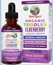 MaryRuth's Organic Toddler Elderberry Liquid Drops Blueberry+Raspberry 1 fl oz picture