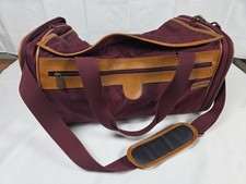 Hartmann Burgundy Nylon Real Leather Trim Duffel Bag Travel Carry On Vintage picture