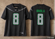 Nike Oregon Ducks Raiola #8 Football Jersey Black/Green/White picture