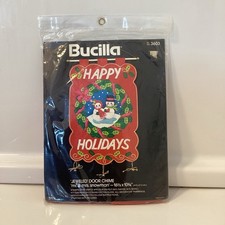 Vintage New Bucilla 3603 Mr Mrs Snowman Christmas Felt Sequined 3D Wall Hanging picture