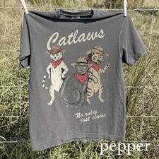 Vintage Cowboy Cat Shirt Short Sleeve All Over Print T- Shirt Full Size S- 5XL picture