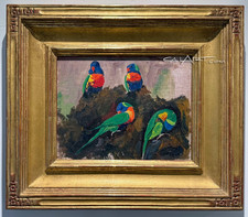 RARE 1920s Bird Oil Painting by Important California Female JESSIE ARMS BOTKE picture