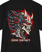 Cyberpunk Oni Skull T-Shirt Shaka Wear Heavyweight Japanese Demon Streetwear Tee picture
